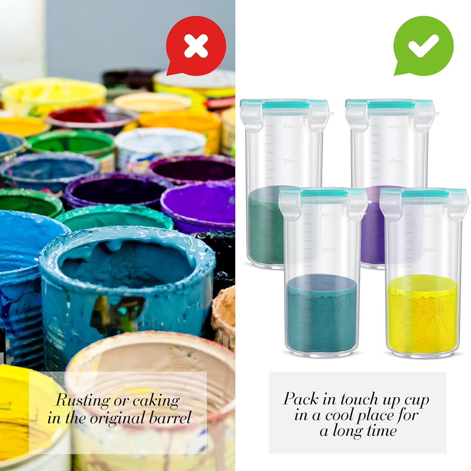Touch up Paint Container Touch up Cups Paint Storage Cups with Lids Storage Containers Airtight Container with Stainless Steel Mixing Ball for Repainting Leftover, 13 oz(4 Pieces) - Image 7