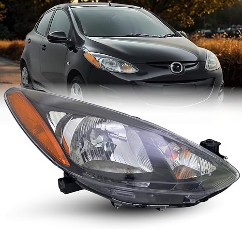 Repuesto para Mazda 2 Sport, Touring 2011-2014 compatible con DOTSAE, conjunto de faros delanteros halógenos con bombillas, lado derechopasajero,