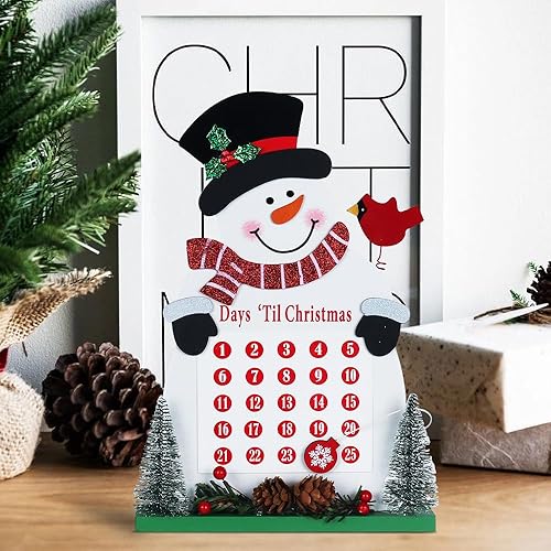 Miniatura 2 de MEETYAMOR Cuenta regresiva de Navidad, camión de madera LED de gran tamaño, decoración de Navidad, letrero rústico de casa de campo, días hasta