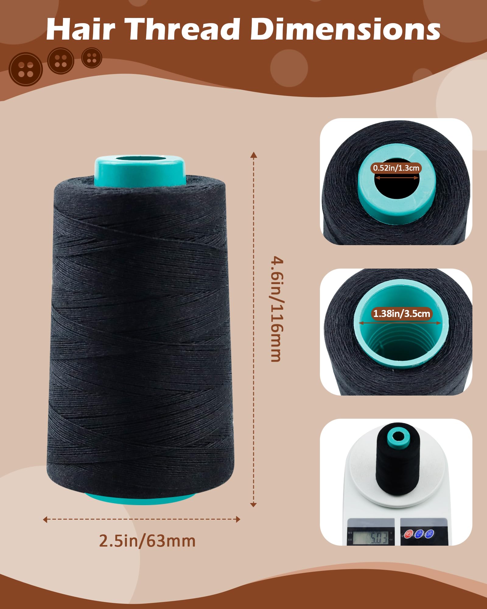 FIVEIZERO Hilo de extensión de cabello de 900 yardas, hilos de coser con 30 agujas T/C/J/I para coser a mano, extensiones de cabello, fabricación de extensiones de cabello, modelado de manualidades