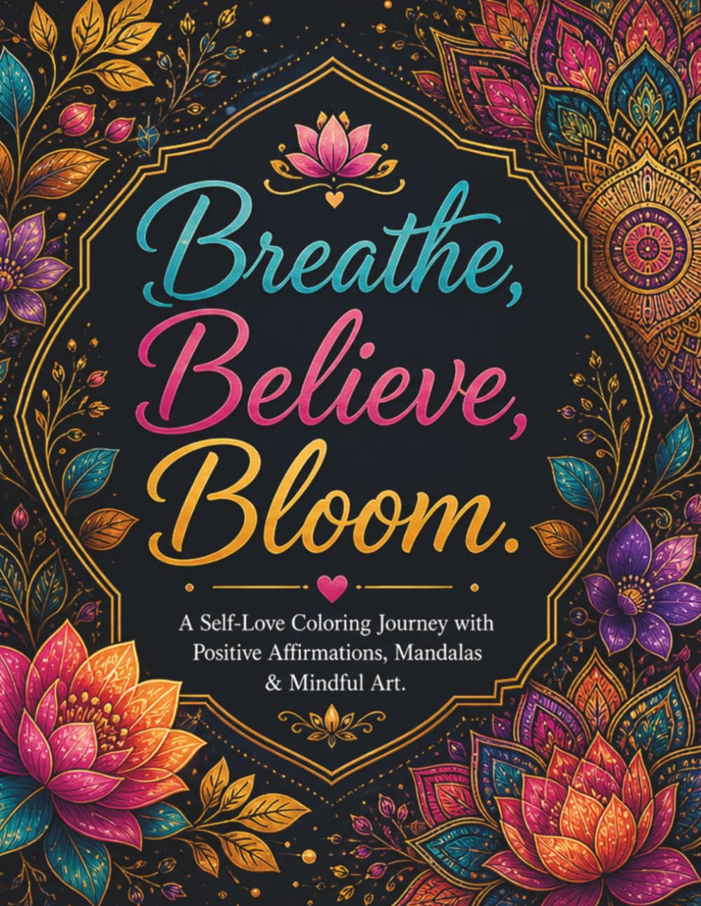 Breathe, Believe, Bloom.: An Adult Affirmation Coloring Book for Calm, Confidence & Growth