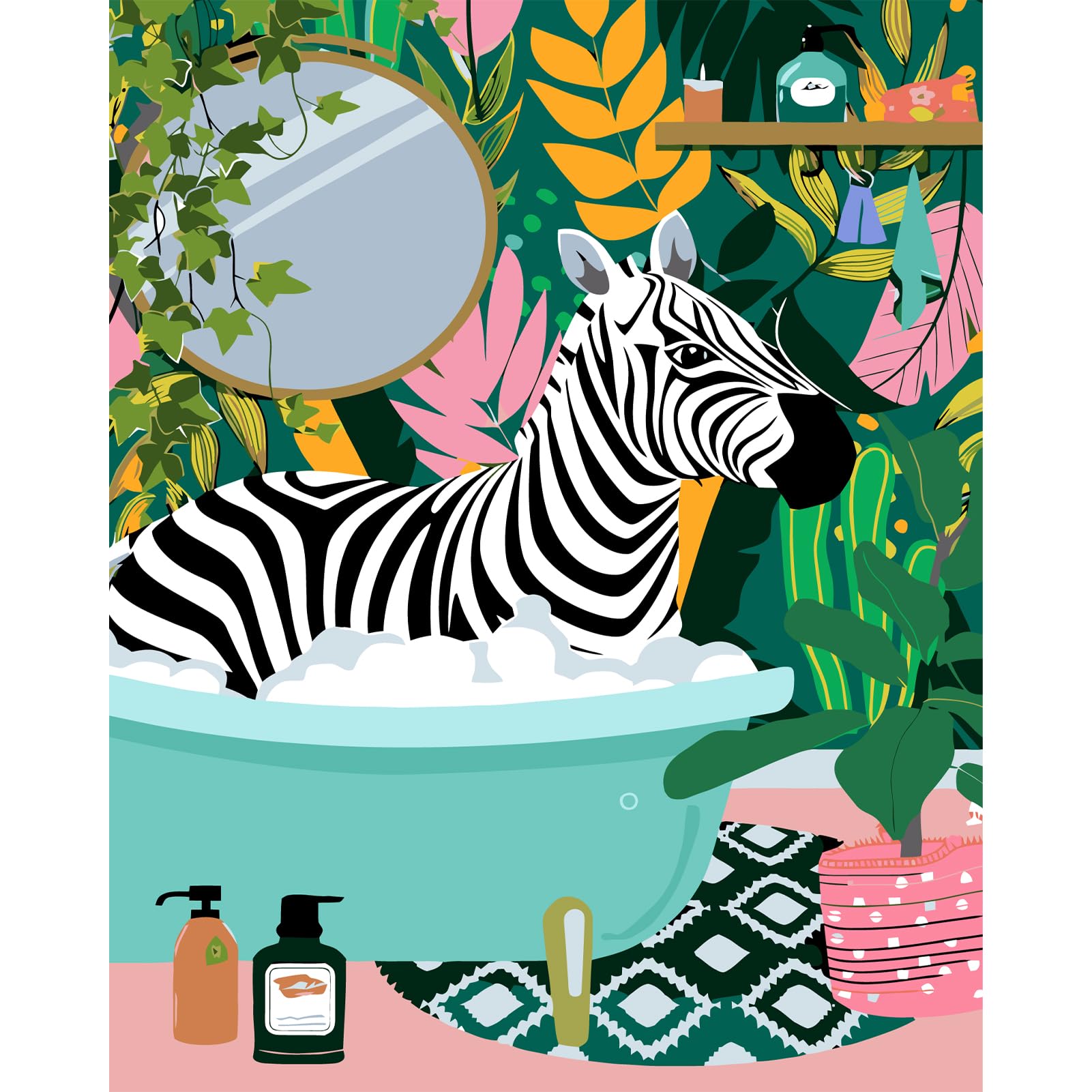 JATOK Paint by Numbers Kit for Adults Beginners, Landscape DIY Easy Acrylic Oil Painting by Numbers on Canvas, Paint-by-Numbers Drawing Kits for Gift Home Wall Decor Frameless 16x20in, Zebra