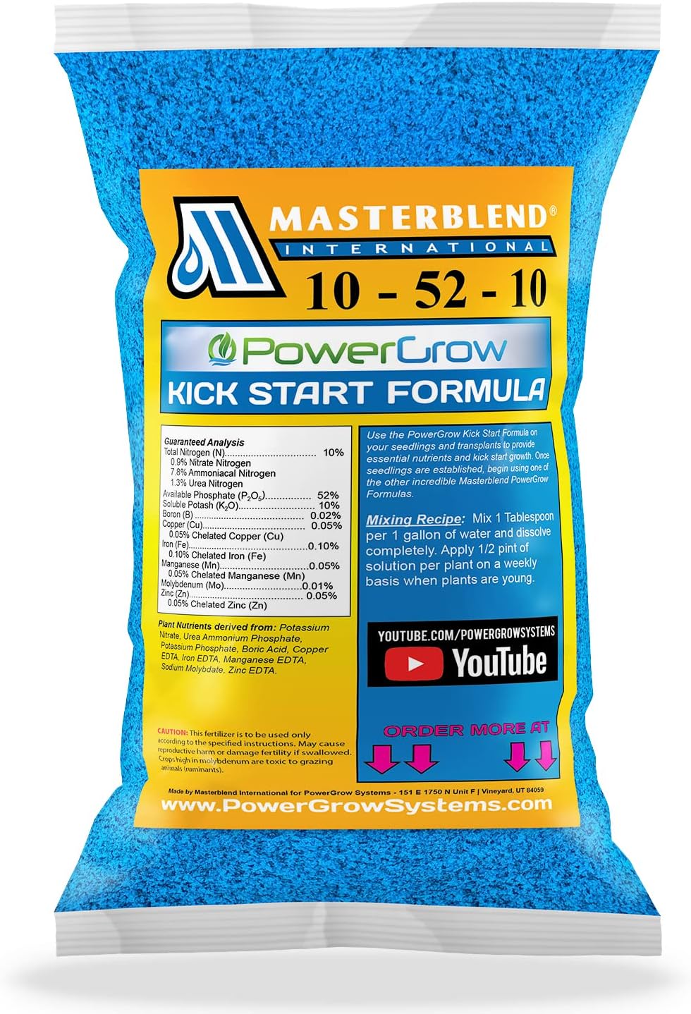 MASTERBLEND Kick Starter Formula 10-52-10 by PowerGrow Systems (1 Pound Bag)