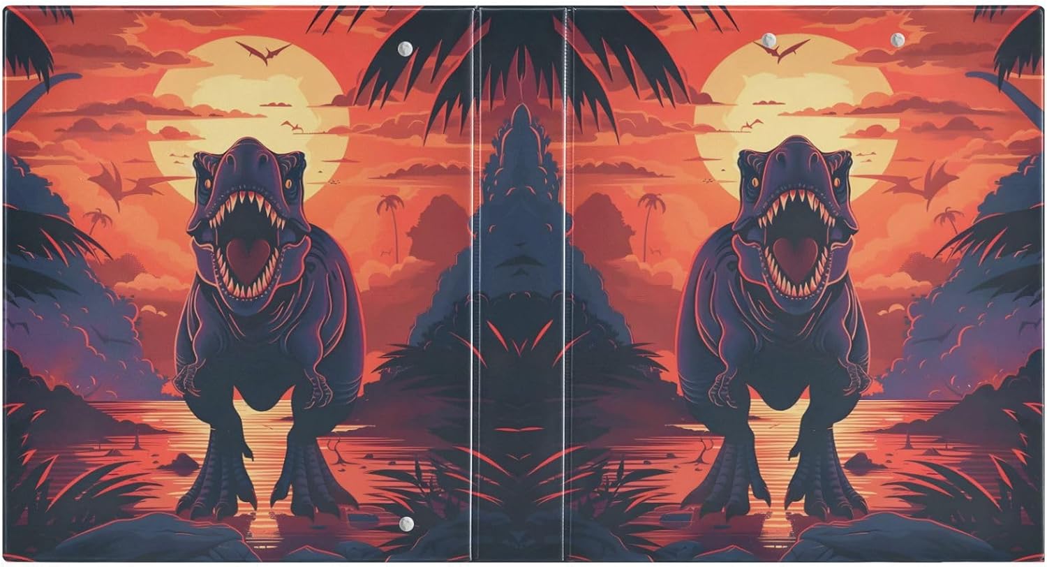 3 Ring Binder Dinosaur 1.5" Round Ring Binders View Binder with 200 Sheet for Women Men Office Kids School Supplies, 1 Pack