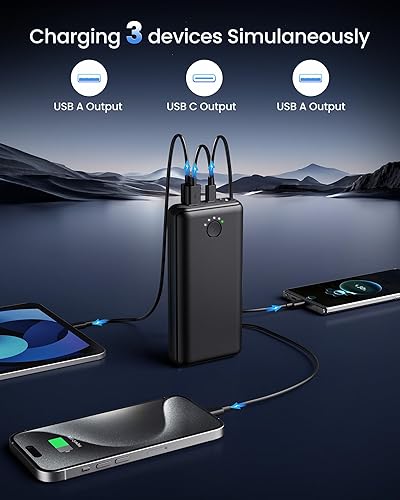 Miniatura 5 de Cargador portátil Power Bank 40000mah, USB C carga rápida 22.5 W batería externa cargador de teléfono carga rápida con 3 salidas y 2 entradas para