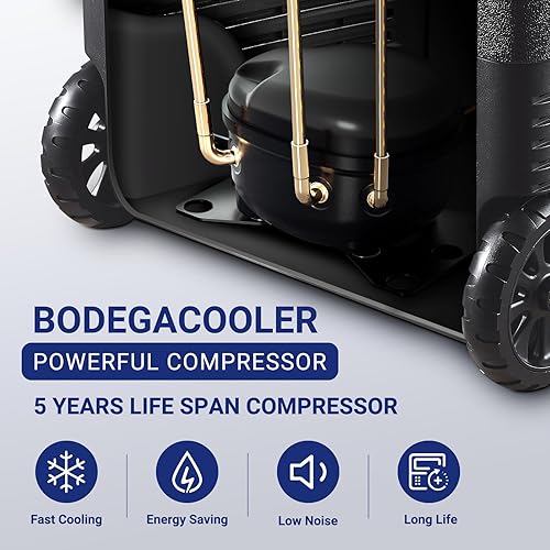 Miniatura 5 de BODEGA Refrigerador de coche de 12 V, 65L Control de temperatura de doble zona Congelador portátil, Refrigerador de coche con ruedas y control de