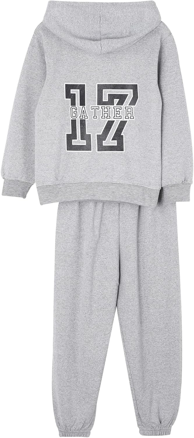 Hansber Kids Boys Girls Hoodies Tracksuit Long Sleeve Sweatshirt Tops with Jogger Pants Outfits Fall Winter Clothes Set