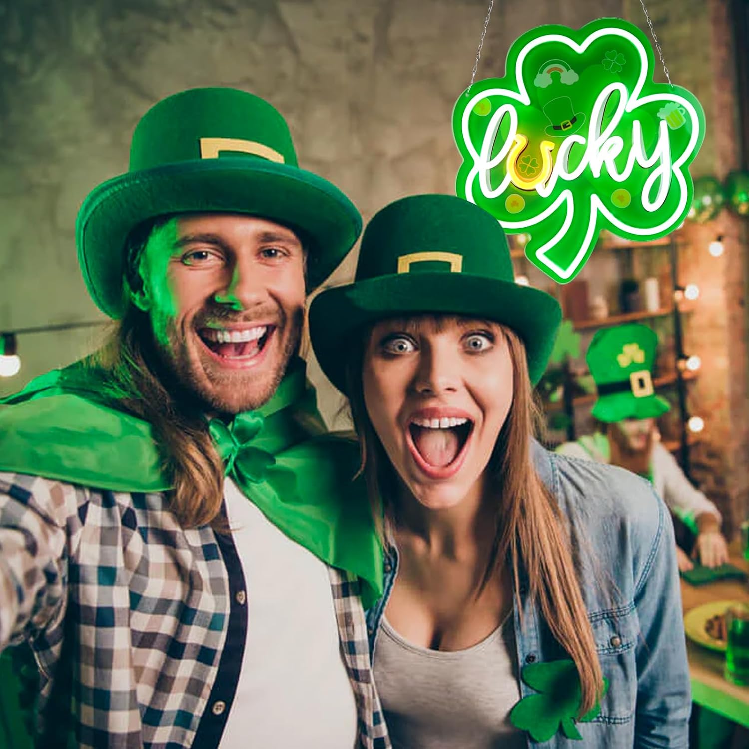 St. Patrick's Day Art Neon Signs Shamrock LED Neon Lights Dimmable Wall Decor for Kids, Room, Office, St Patrick's Day Party Gift Art for Boys Girls-13.2×12.6 IN-USB Powered-Acrylic