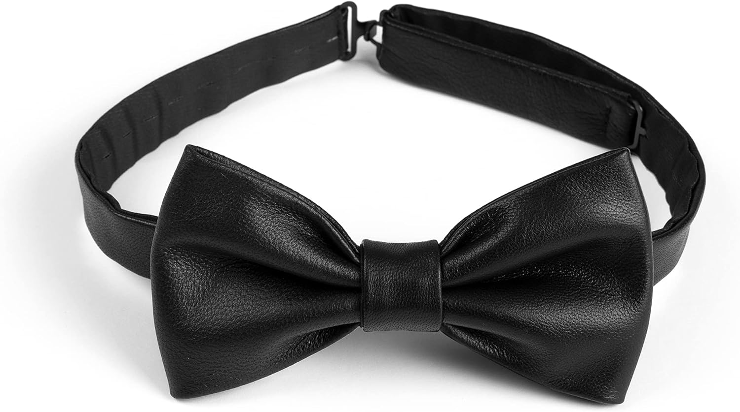 Made in Italy Men's Real Leather Pre-Tied Bow Tie, Adjustable Band
