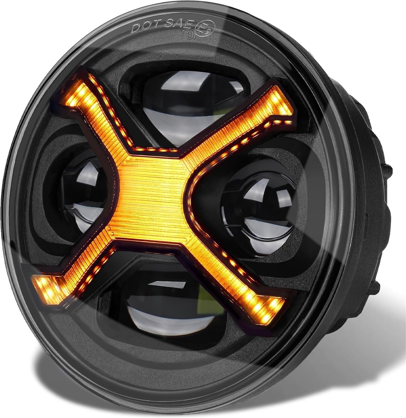 LED Fendinebbia Faro Per Motocicletta A LED Da 5-3/4 Da 5,75 Pollici Con Fari Rotondi DRL Ambra X Abbaglianti/Anabbaglianti Bianchi Faro Moto