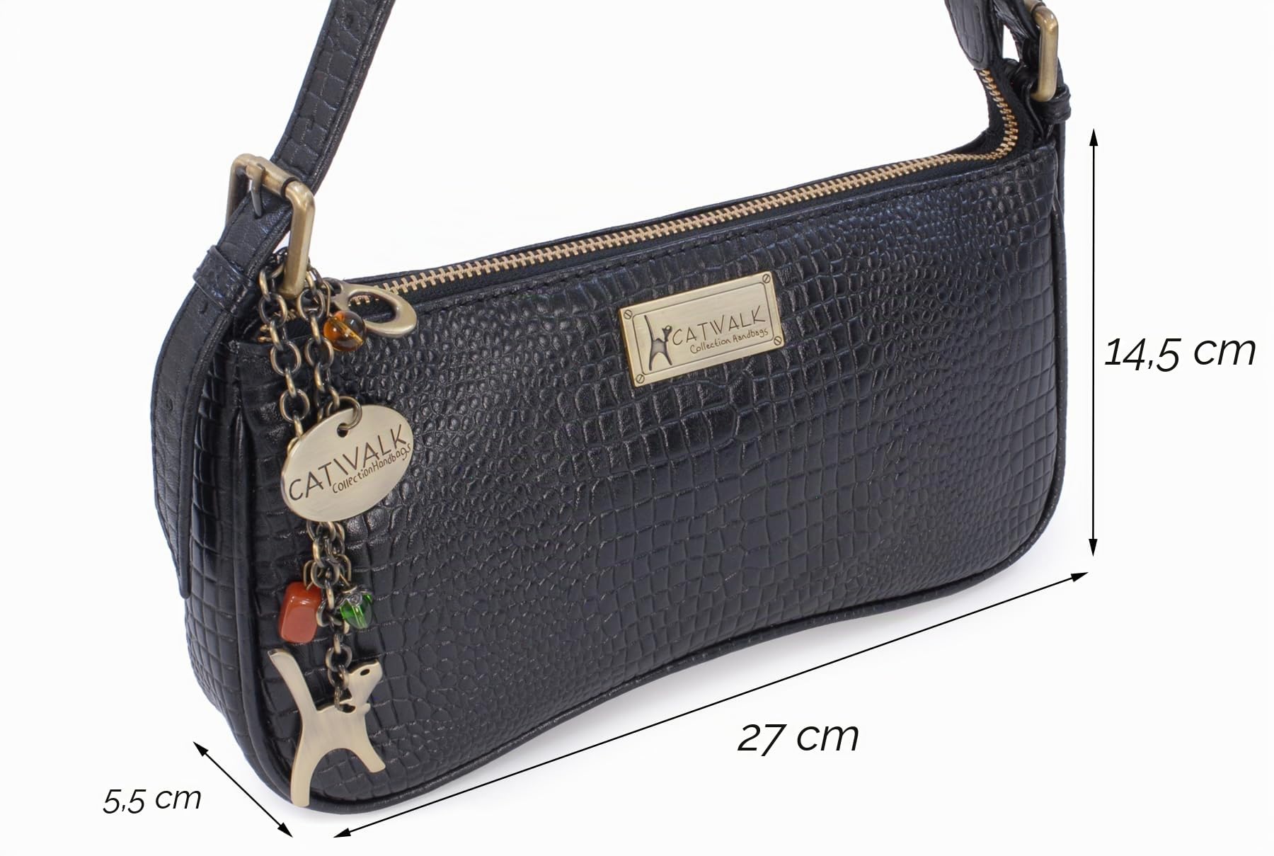 Catwalk Collection Handbags - Bolso de Hombro Pequeño - Bolso de Mano para Mujer - Bolsito para Fiesta - Piel Efecto Cocodrilo - Celine