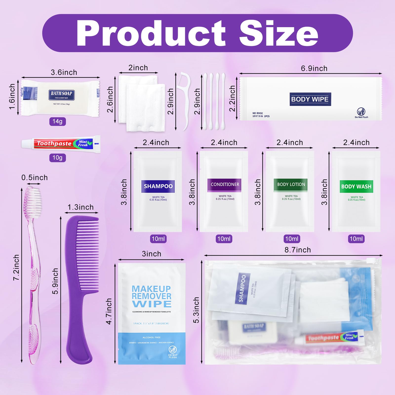 Lot de 50 kits d'articles de toilette de voyage en vrac, kit d'hygiène personnelle, kit d'hygiène jetable, fournitures pour soins des personnes sans domicile, kit de bienfaisance pour la