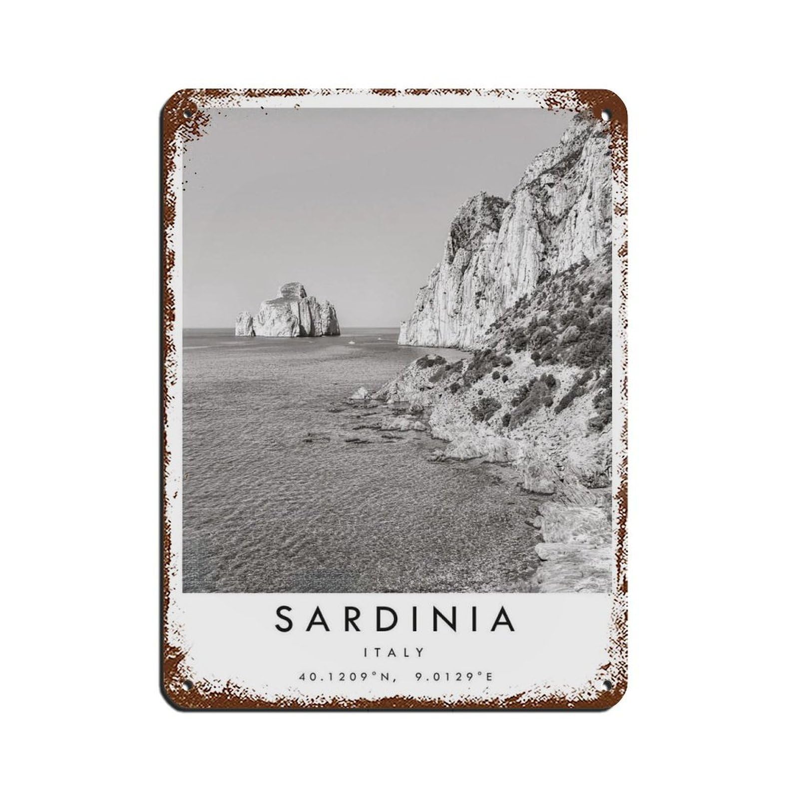 Sardinia Travel Retro Poster Metal Tin Sign Chic Art Retro Iron Painting Bar People Cave Cafe Family Garage Poster Wall Decoration 12x16inch(30x40cm)