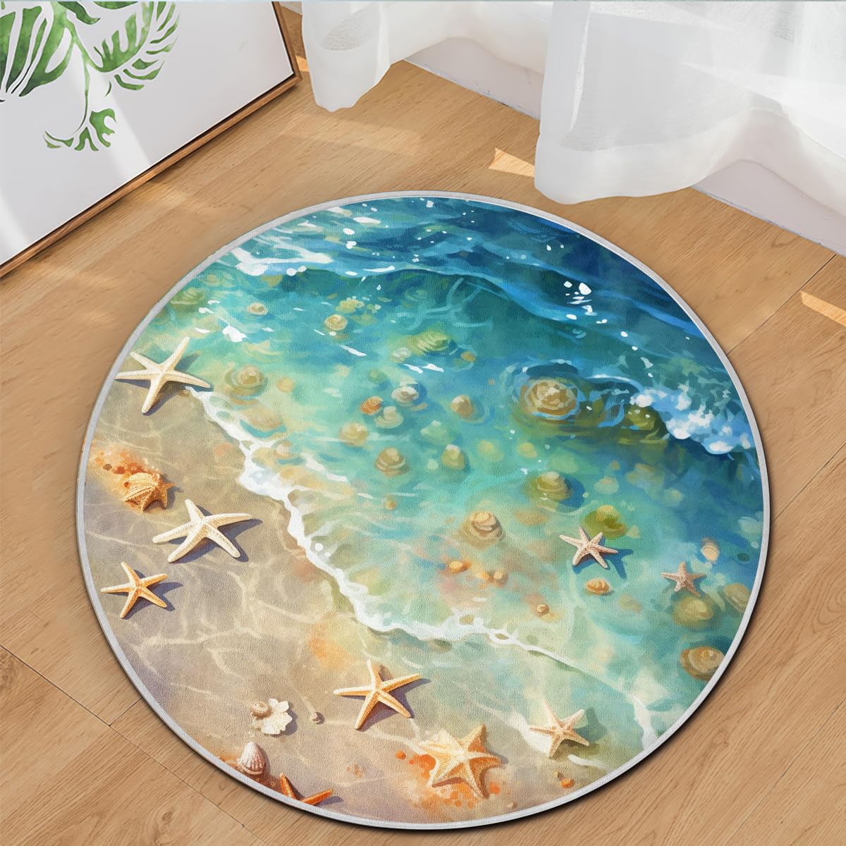 Amazon.com: Ocean Beach Round Rugs 6Ft Tropical Summer Theme