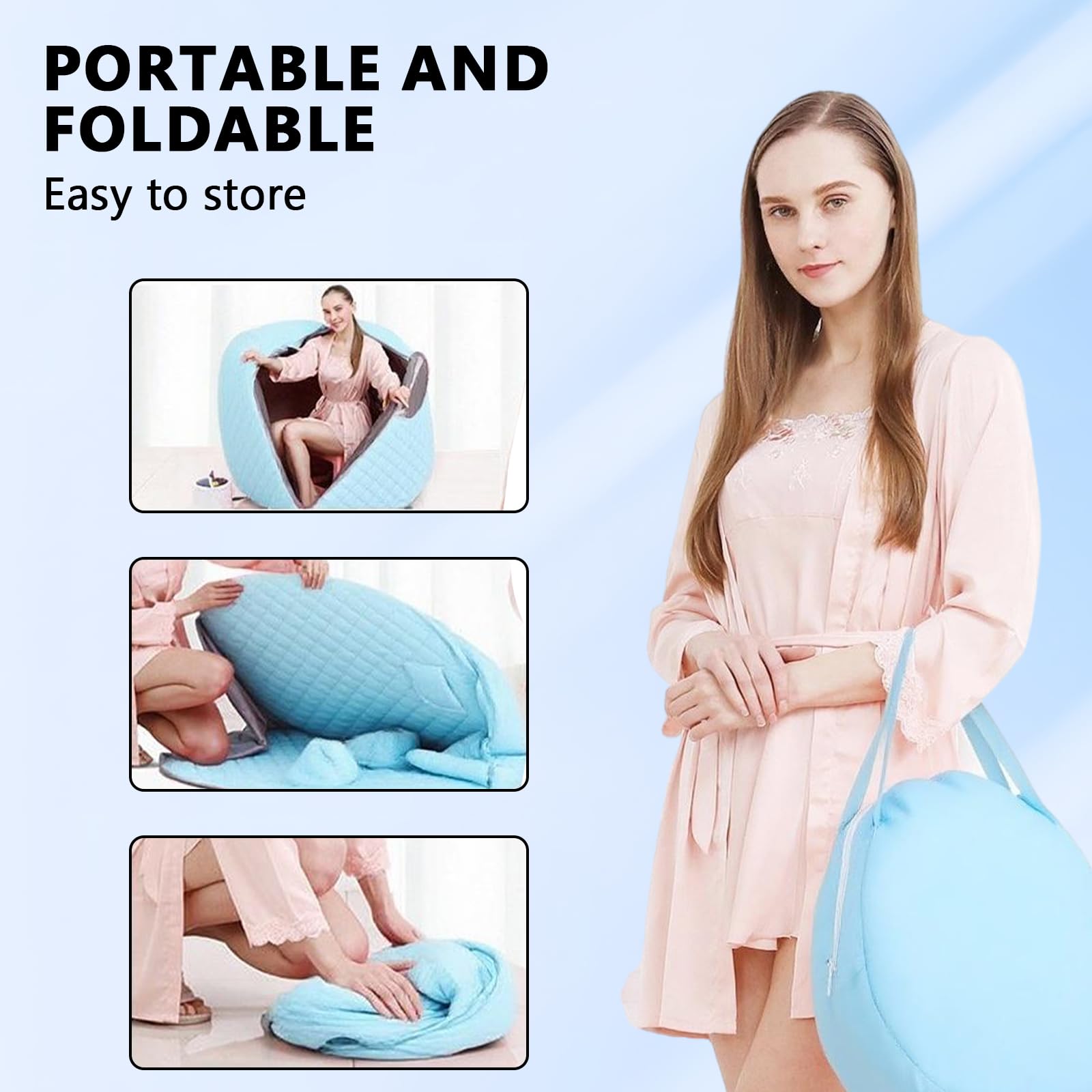 Sauna a Vapore Portatile, Sauna da Casa per Una Persona, Box Sauna Mobile - Pieghevole, 9 Livelli di Temperatura, Timer da 5 a 95 Minuti per Disintossicazione, Relax e Antistress