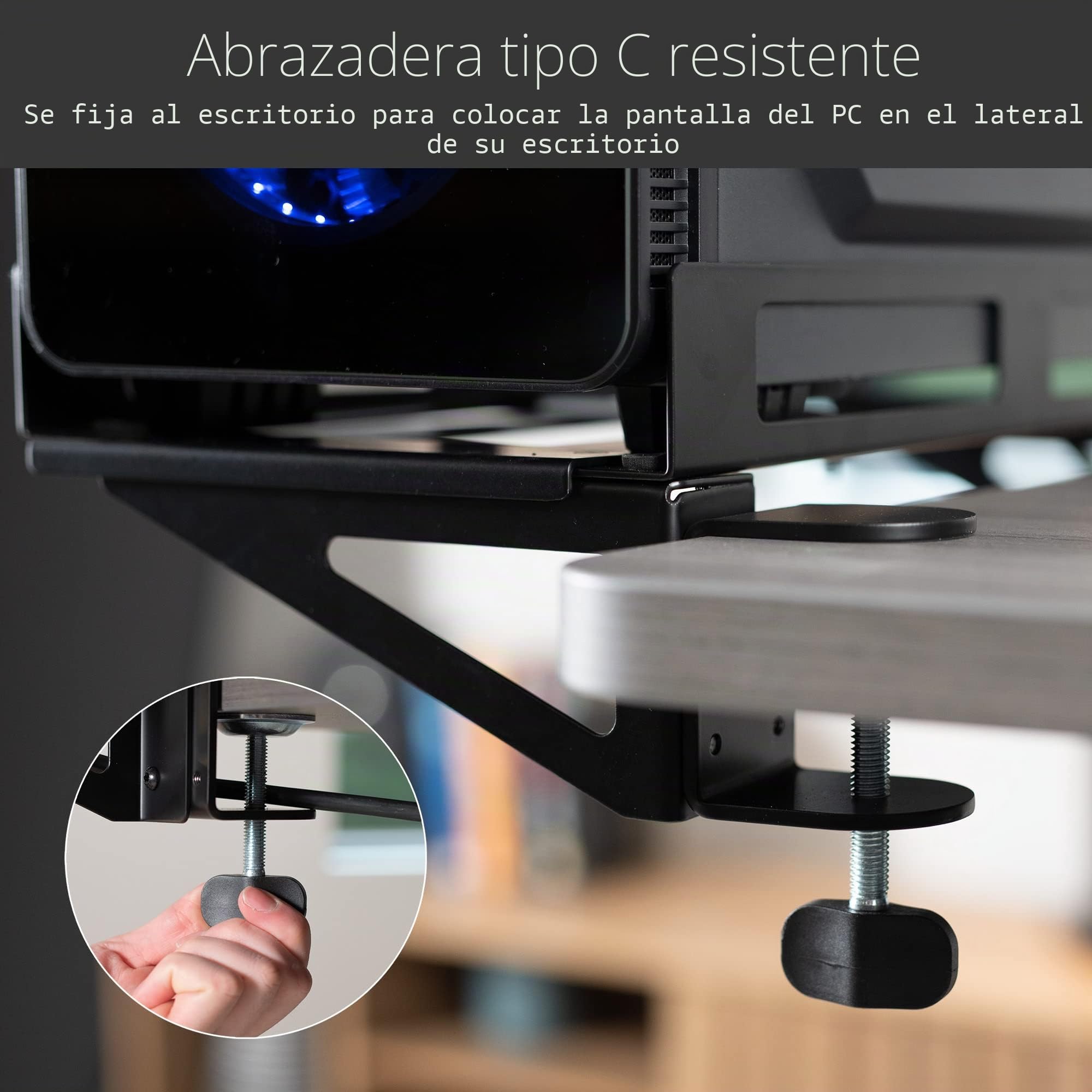 VIVO Soporte extensor de escritorio para PC con opción de montaje en pared, soporte estándar y grande para computadora de juegos, ajustable con bloqueo seguro, negro, MOUNT-PC07G