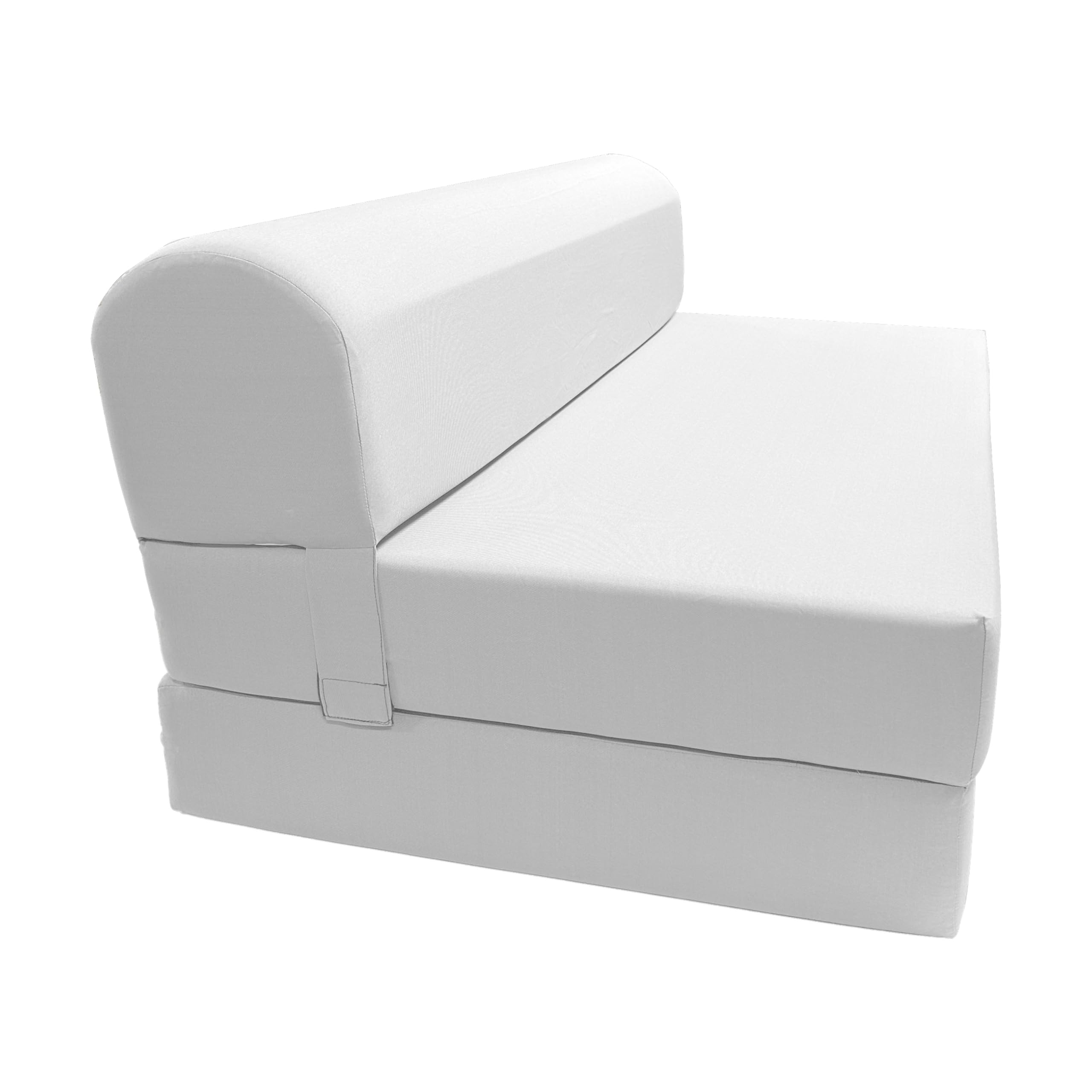 D&amp;D Futon Furniture Sleeper Chair Folding Bed, Studio Sofa Guest Folded Mattress, High Density Foam (72 x 48 x 6, White)