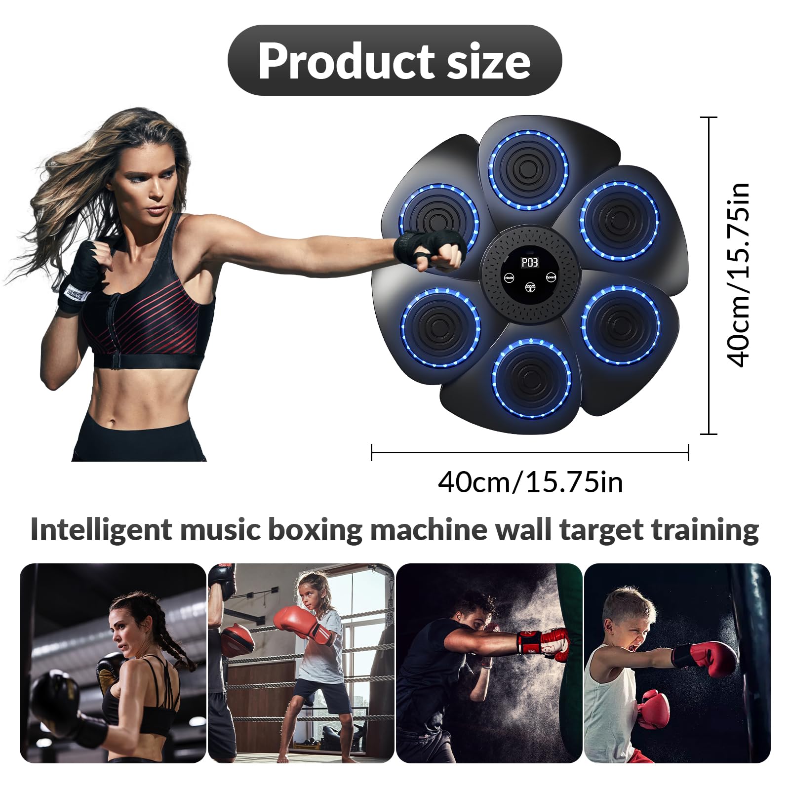 Music Boxing Machine, 2025 Neue Smart Bluetooth-Musik-Boxmaschine mit Boxhandschuhen, 9 Geschwindigkeitsmodi und Zählmodus, Wandmontierte Boxmaschine für Erwachsenen und Kindern