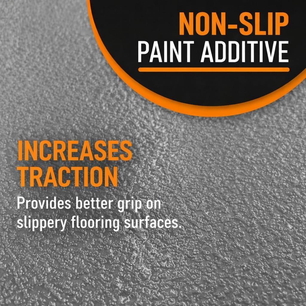 Clear Non-Slip Additive for Floor Coatings/Paints – 50 Mesh Slip-Resistant/Non-Skid Additive for Epoxy & Polyaspartic Topcoats – Easy Mix (Add 1 Container per Gallon of Coating)