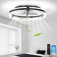 Franjulia 20 Inch Low Profile Ceiling Fan with Lights & Remote, APP Control, 3CCT Dimmable, 6 Speeds Ultra Quiet Flush Mount for Bedroom Living Room