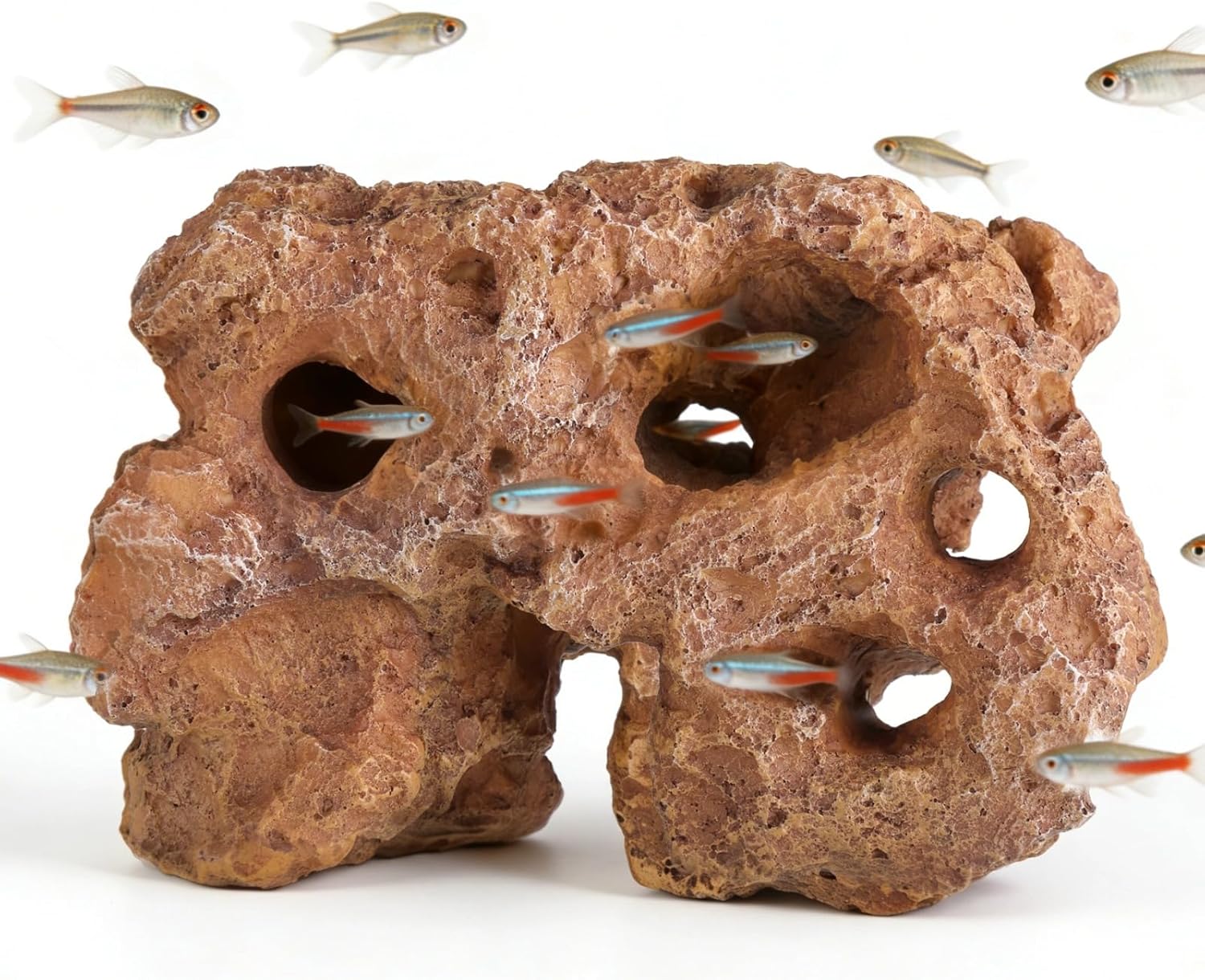 Homaisson Large Aquarium Decoration Hideout Cave, Resin Rock Mountain Fish Tank Ornament with Multiple Holes, Artificial Coral Style Aquarium Cave for Fish Shrimp and Aquatic Pets