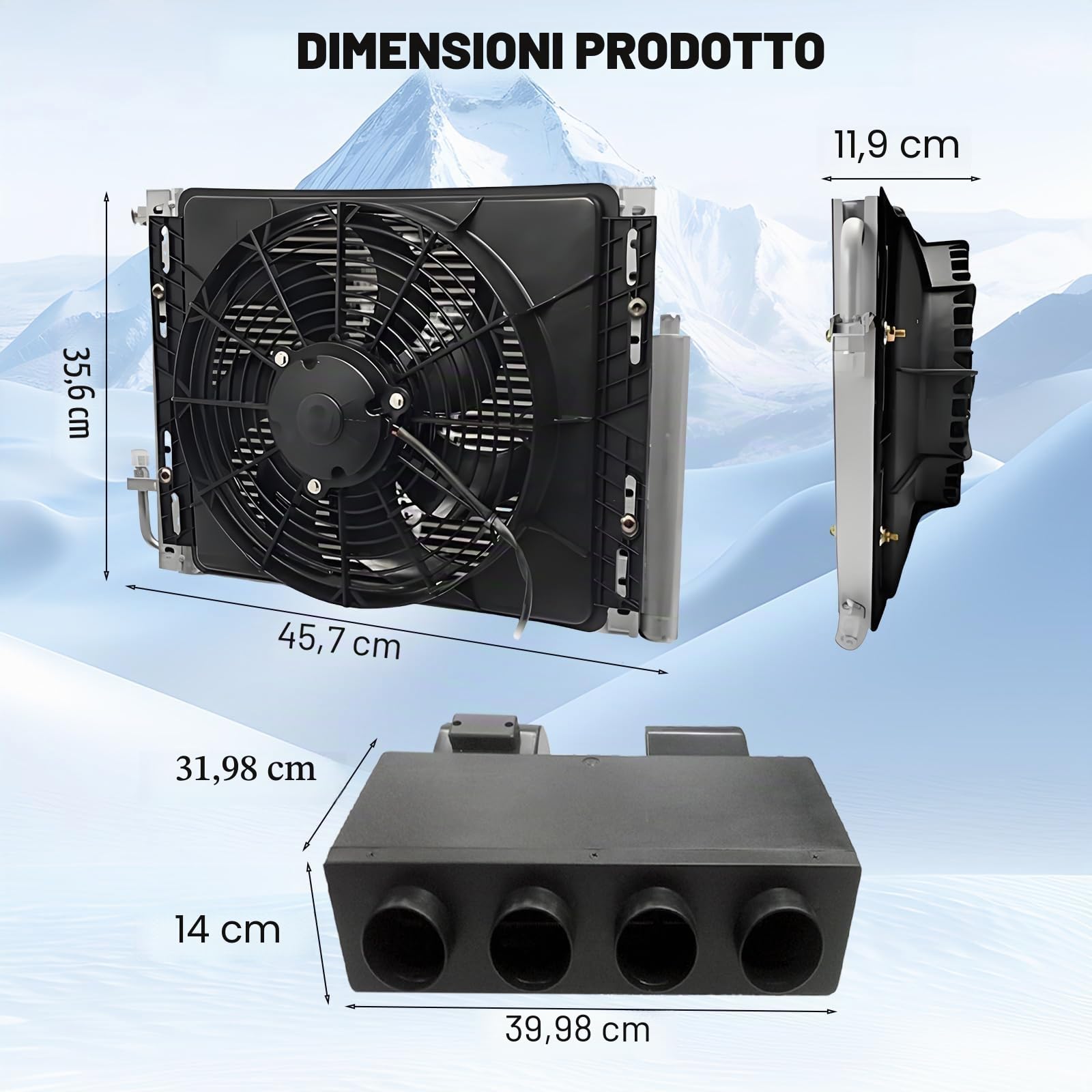 Treeligo Condizionatore Elettrico per Auto 12 V, DC, Set Universale di Climatizzatori Elettrici per Sotto il Cruscotto, Kit AC 12 V, AC 12 Volt, Sistema Universale per Auto, Camper, Camion