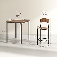 Vista 7 de HOMCOM 3 Piece Industrial Counter Height Dining Table Set, Bar Table & Chairs with Steel Legs & Footrests, Black