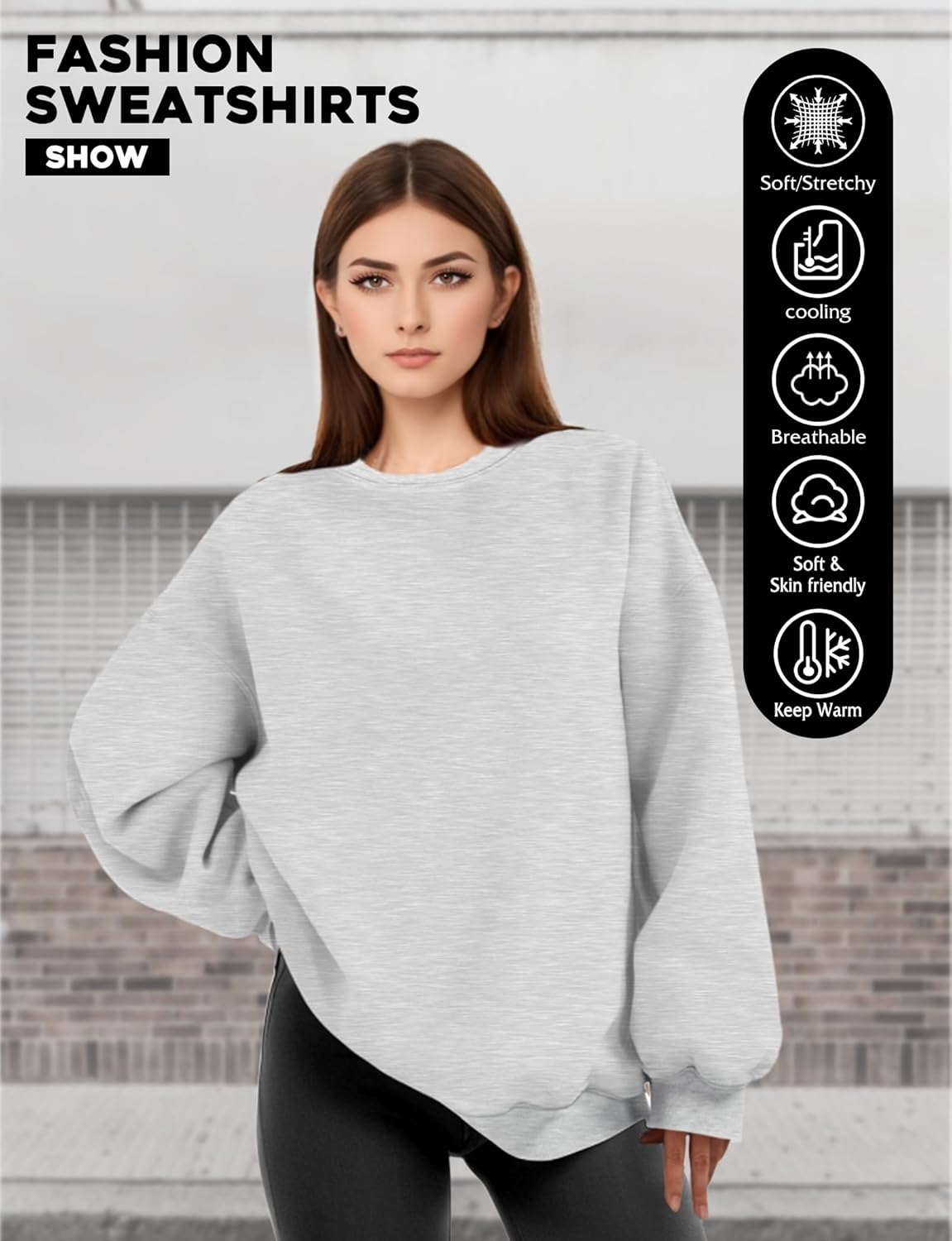 Oversized Sweatshirt for Women, Crewneck Sweatshirts Women Pullover Long Sleeves, Pullover Sweaters Casual Clothes - Image 4