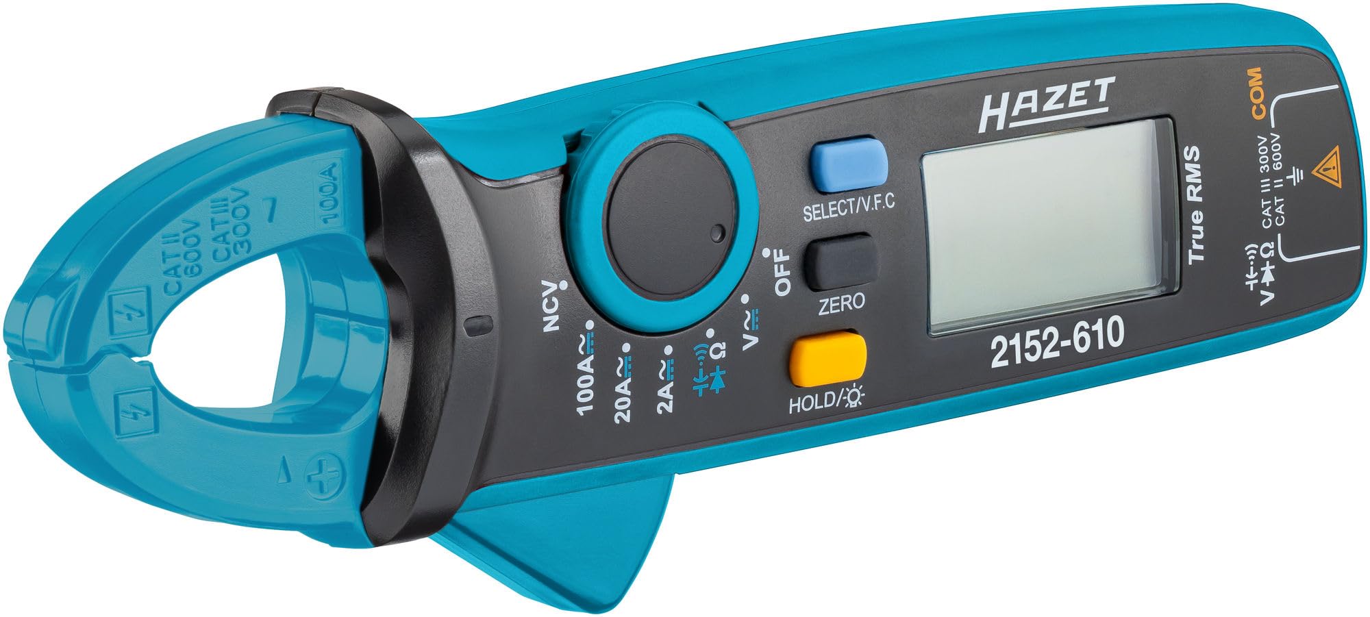 Hazet Digitale Stromzange 2152-610, kompakt, für Spannung, Strom und Widerstand, mit beleuchtetem LCD Display, NCV-Funktion, inkl. Zubehör