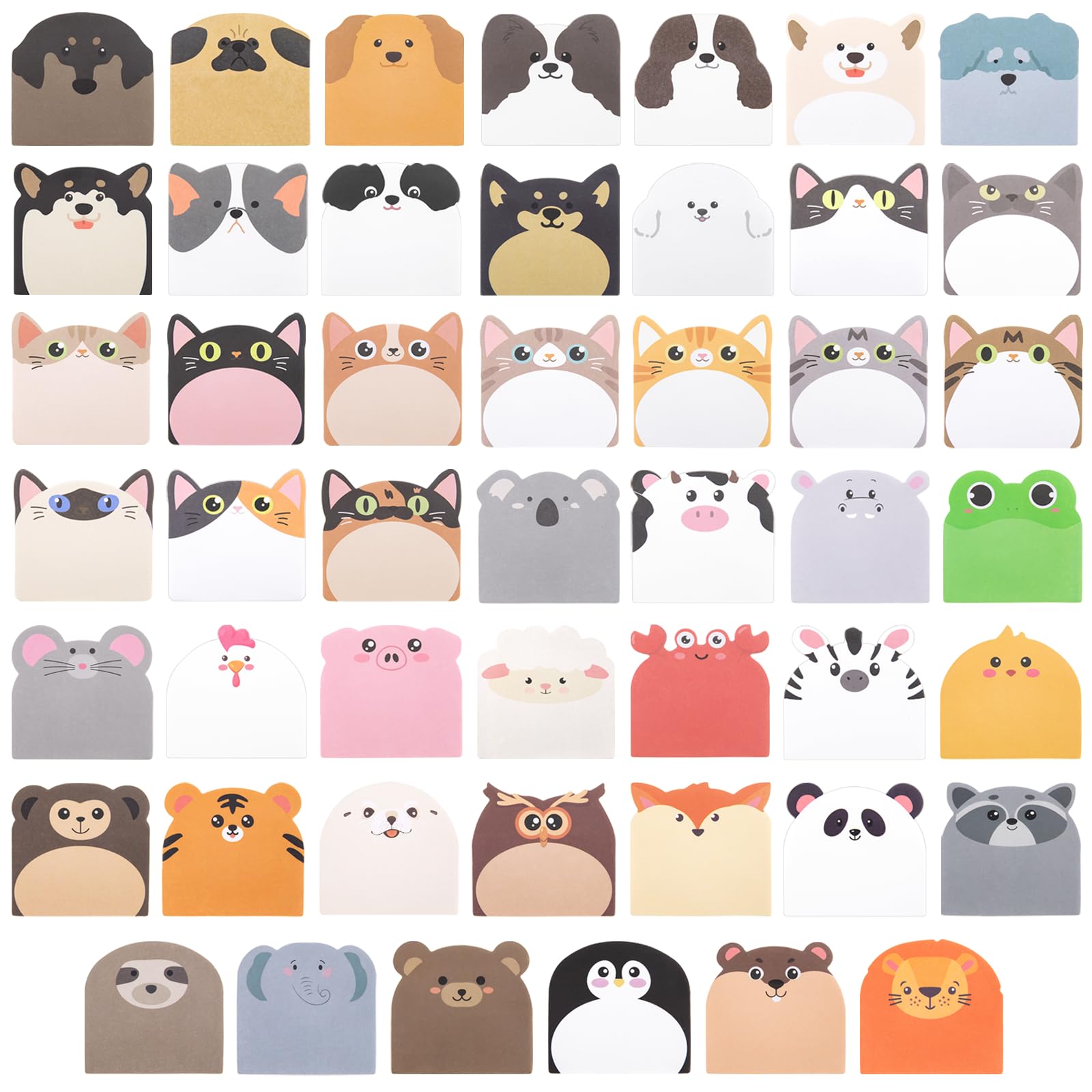 OWLKELA 48 Pack Cute Sticky Notes Set, Animal Sticky Notes, Mini Self Stick Memo Pads for School, Home, Office, Stationery for Party Bag Fillers