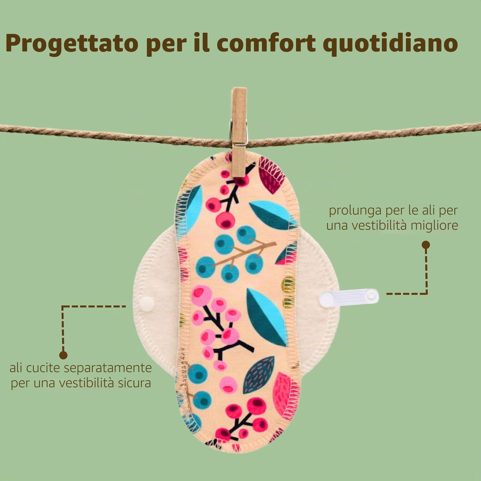 Salvaslip Lavabili Cotone ORGANICO; 7 Pezzi (S) Donna MADE IN EU; Assorbenti Lavabili senza PUL; Riutilizzabili per l'uso quotidiano e perdite vaginali, NON per il ciclo menstruale