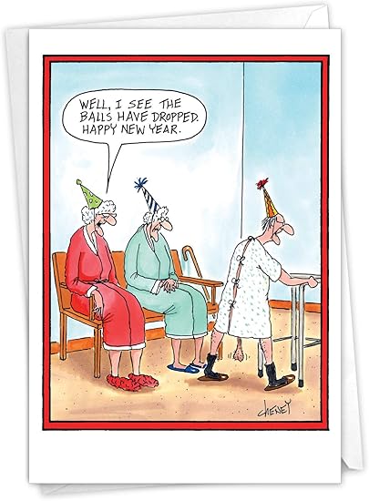 Amazon Com Nobleworks Funny New Year Note Card With Envelope 4 63 X 6 75 Inch Humorous Cartoon New Years Nye Holiday Stationery Gift For Kids Adult Balls Dropped 1564 Everything Else