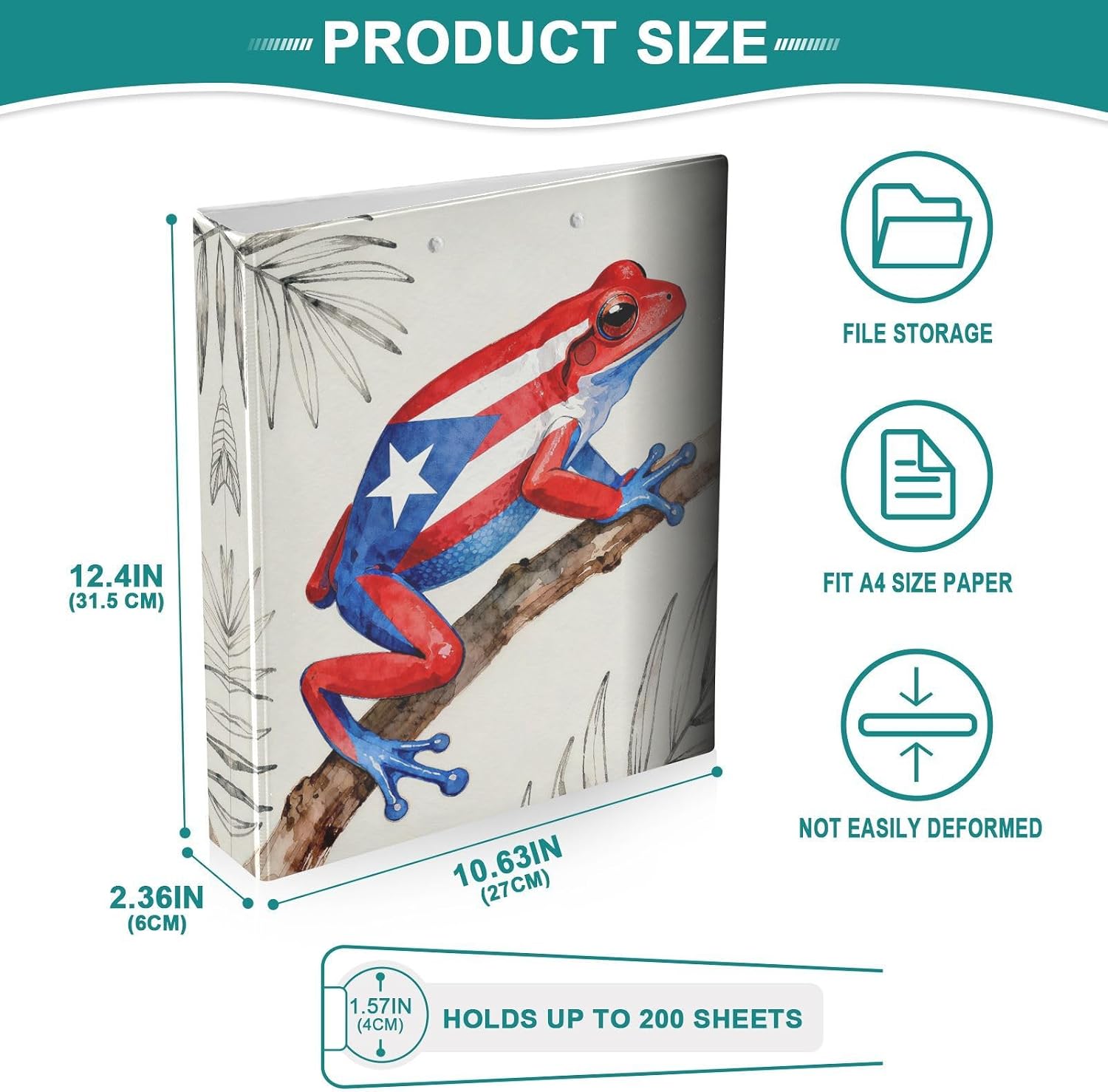 Puerto Rico Pr Coqui 3 Ring Binders, 1.5 Inch D-Ring Clipboard Binder for Office School Work File Folder 200 Sheet Capacity image 4