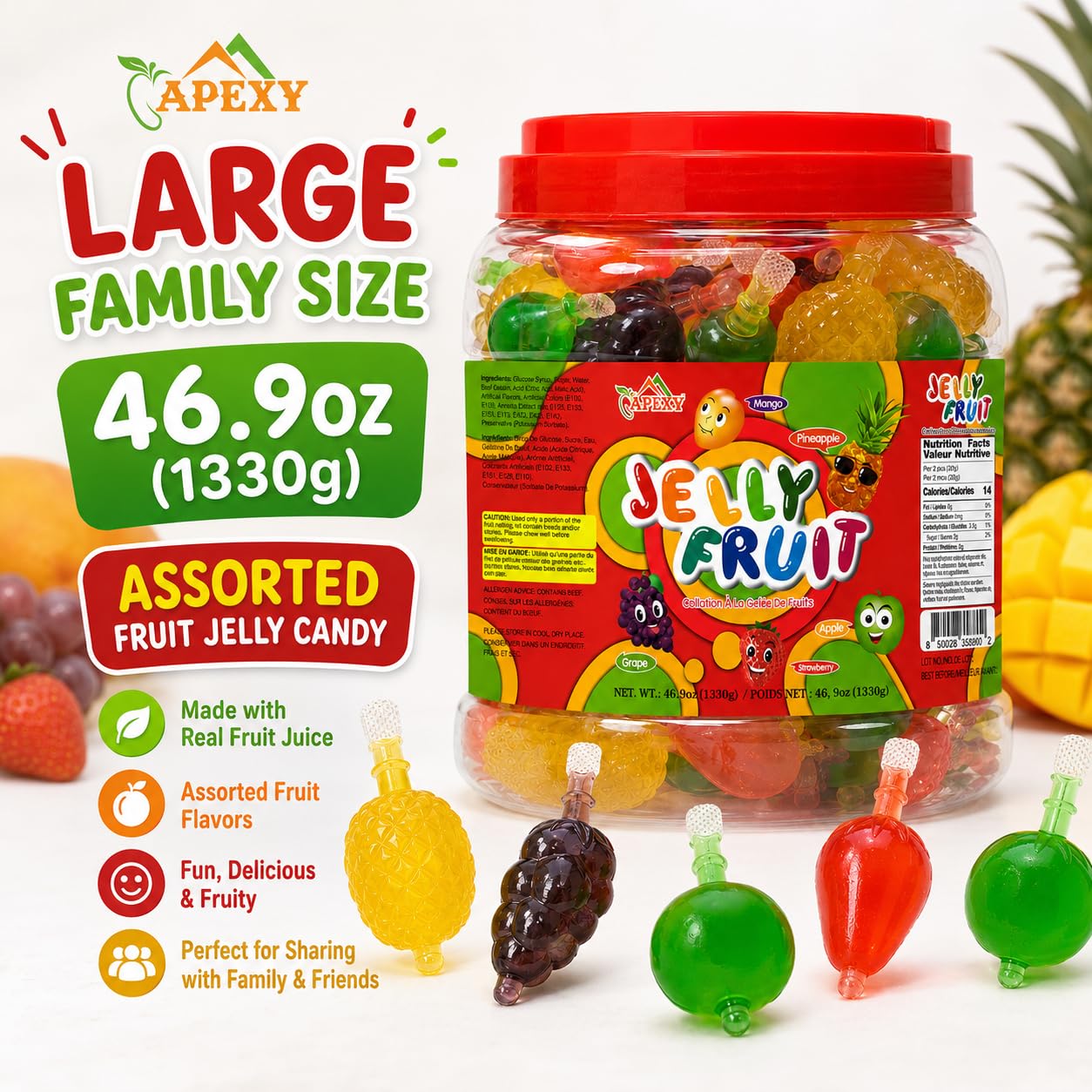 Amazon.com: Apexy Jelly Fruit Candy – Assorted Fruit Flavors