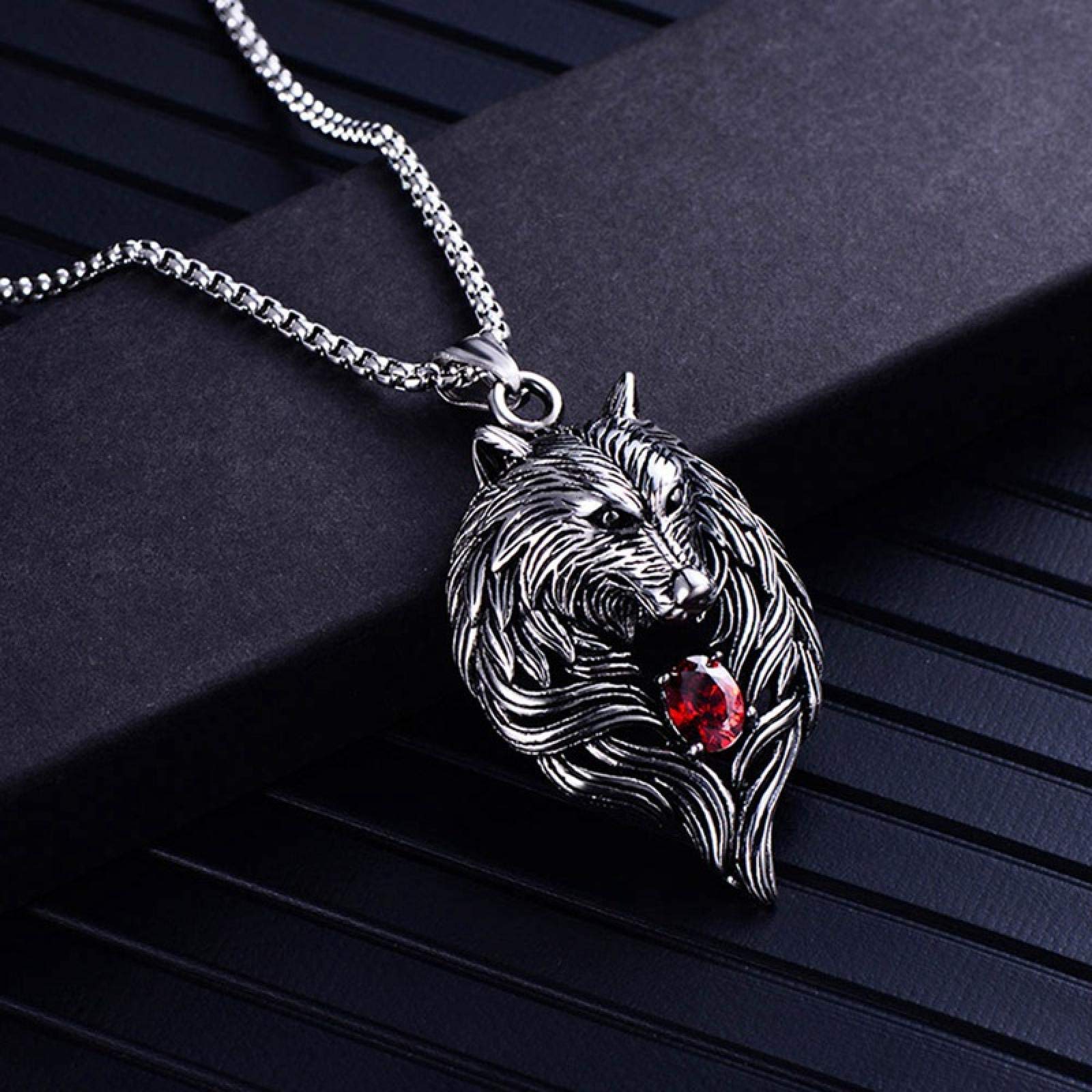 dingtian Men's Necklace Wolf Head Necklace For Men Women Pendant Biker Cool Jewelry Animal Charm Vintage Punk Gift RD