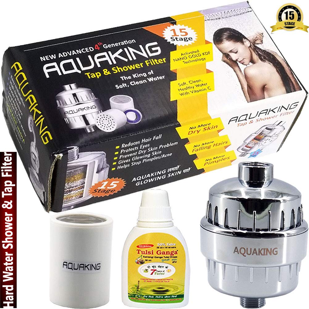 AquaKing 15 Hard Water Softener Shower Taps Filter- For Kitchen Bathrooms Chlorine, Salt Purifiers Reduces Hair Fall, Dry Skin (Chrome) (B083HNJJQ2) Amazon Price History, Amazon Price Tracker