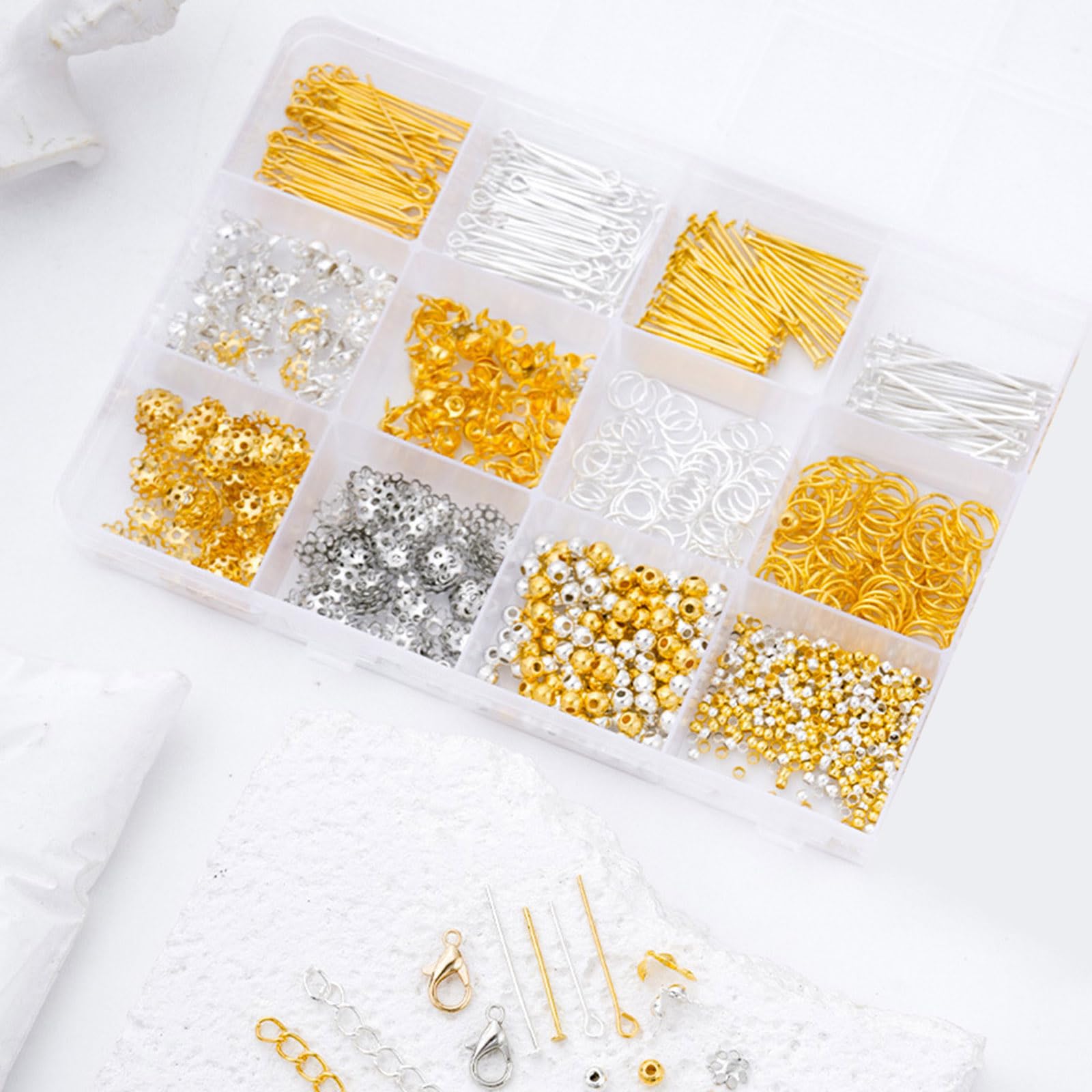 Contenitore multiuso con 12 scomparti per perline e strass, con materiali robusti, organizer per perline da costruzione, per artigianato