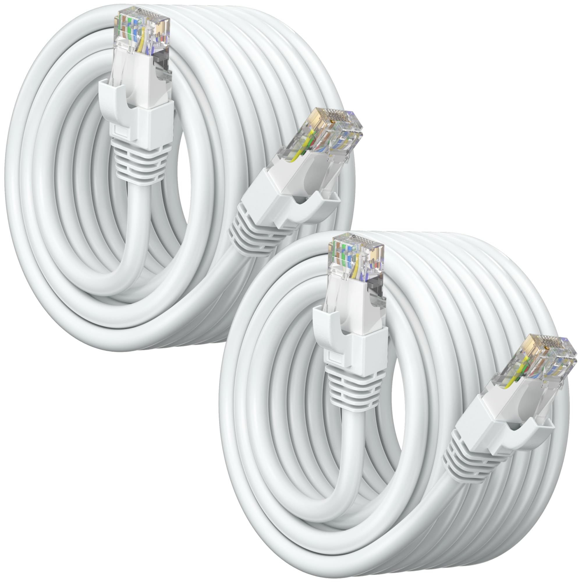 Maximm Lot de 2 câbles Ethernet CAT6 - 30 FT - LAN - UTP - CAT 6 - RJ45 - Réseau - Patch - Internet - 9,1 m - Blanc