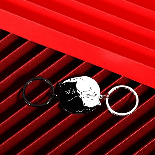 Miniatura 5 de Regalos para parejas, bonitos llaveros de regalo para novio, novia, amante de los gatos, regalos de canasta para él, ella, llaveros a juego para