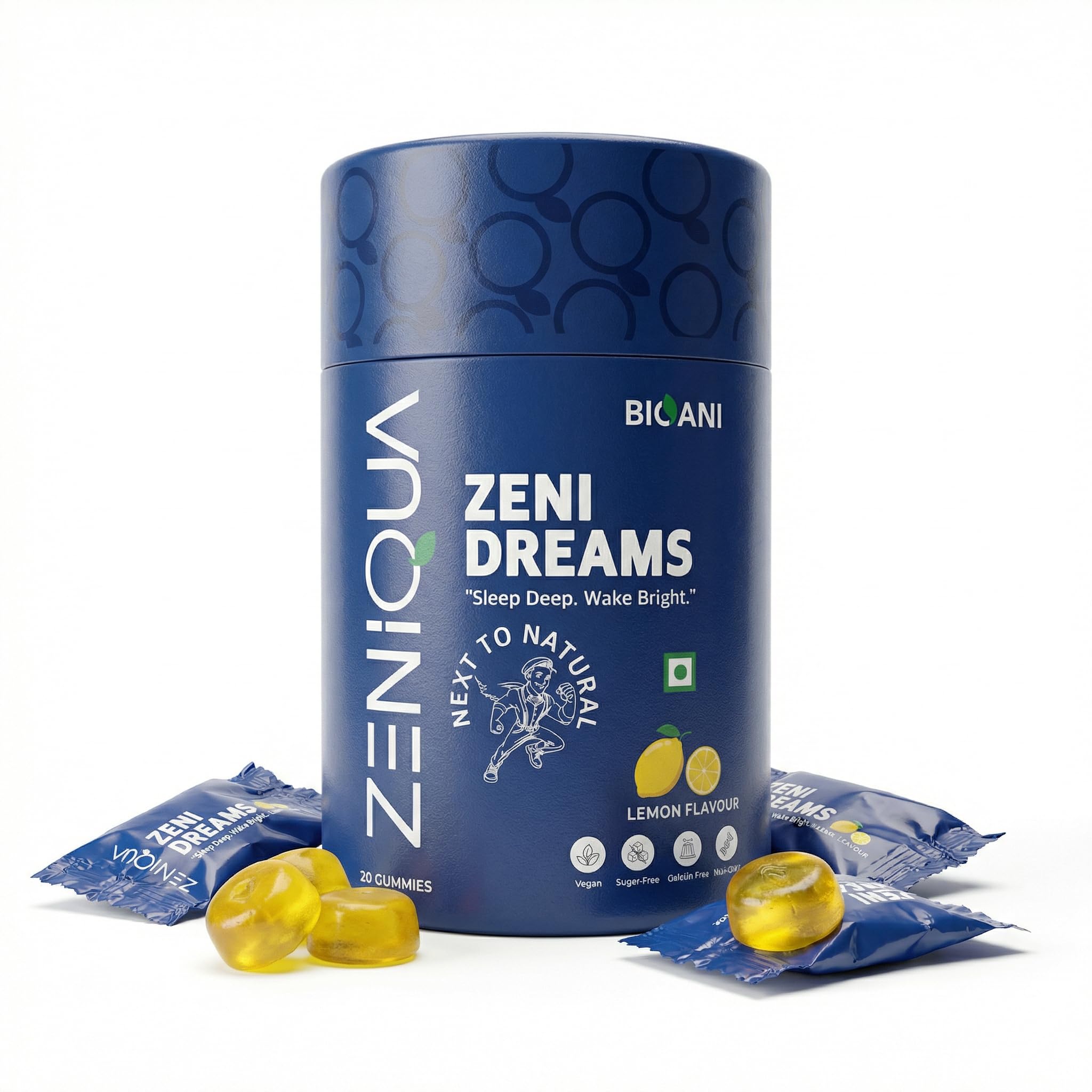 ZENIQUA ZeniDreams Sleep Gummies | With L-Theanine, Chamomile & Passion Flower | Promotes Restful, Sound Sleep | Supports Nerve Relaxation, Muscle Recovery | Unisex | Lemon Flavour | 30 Gummies