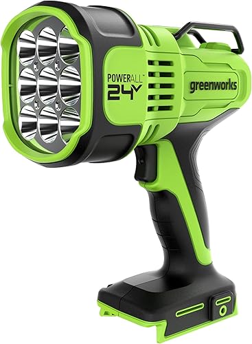 Greenworks Luz de Punto LED de 24V, linterna de mano de 3000 lúmenes, foco de brillo variable, solo herramienta