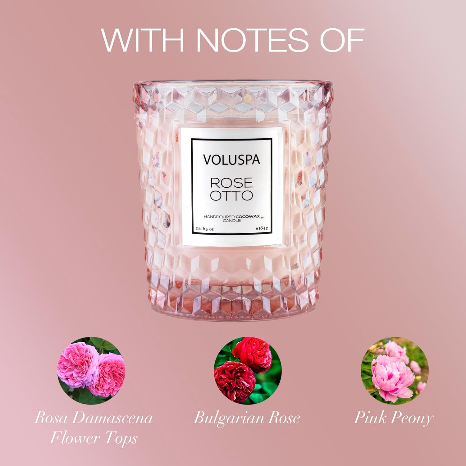 Voluspa Rose Otto, Classic Candle Jar, 6.5 Ounce, 40 Hour Burn Time, Coconut Wax for Clean Burning, Handcrafted in The USA - Image 3