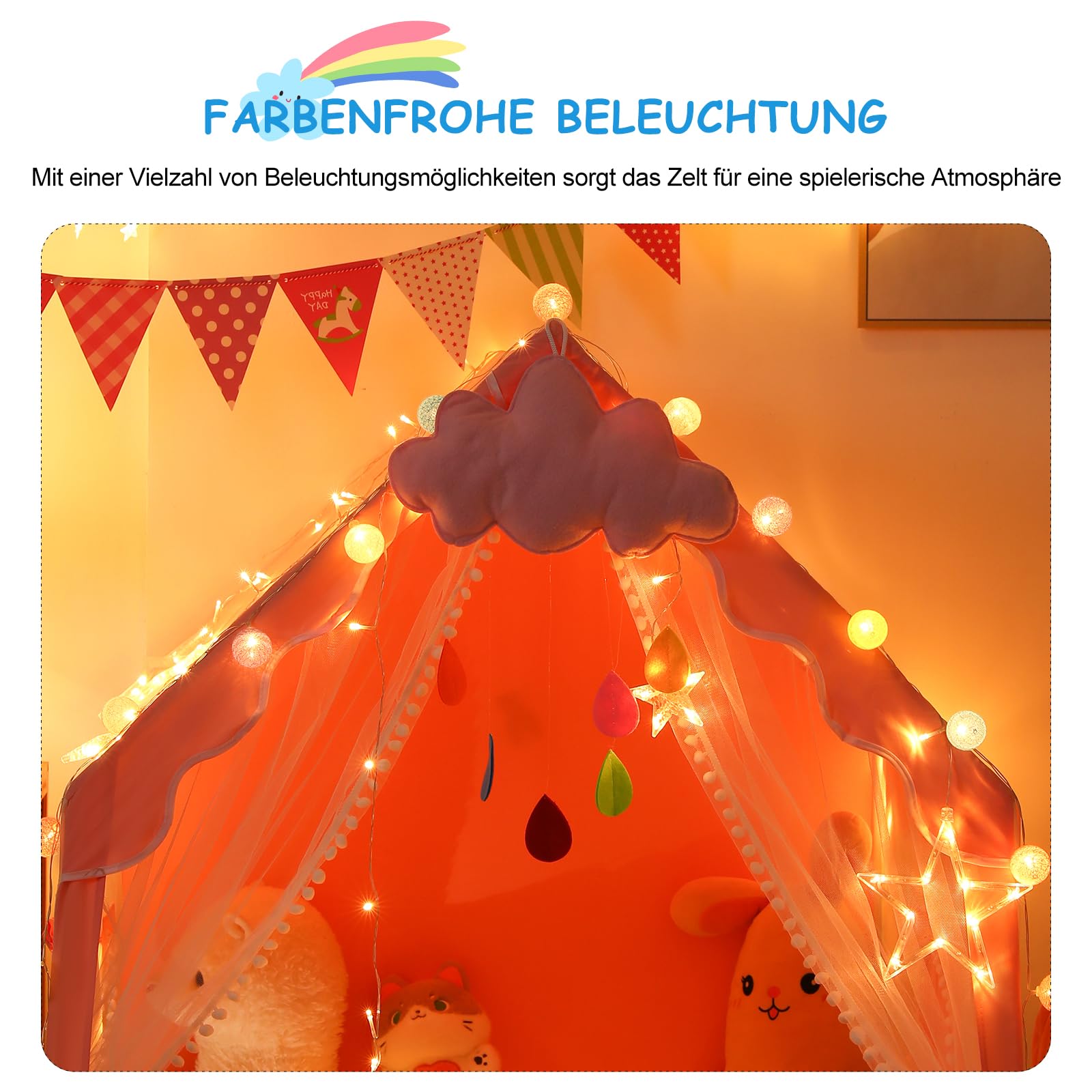 Ergocar Spielzelt für Kinder, Fee Prinzessin Castle, Spielzeug Mädchen & Junge, Atmungsaktiv Spielhaus Zelt für den Innen- und Außenbereich, Weihnachten Geburtstagsgeschenke für Kinder