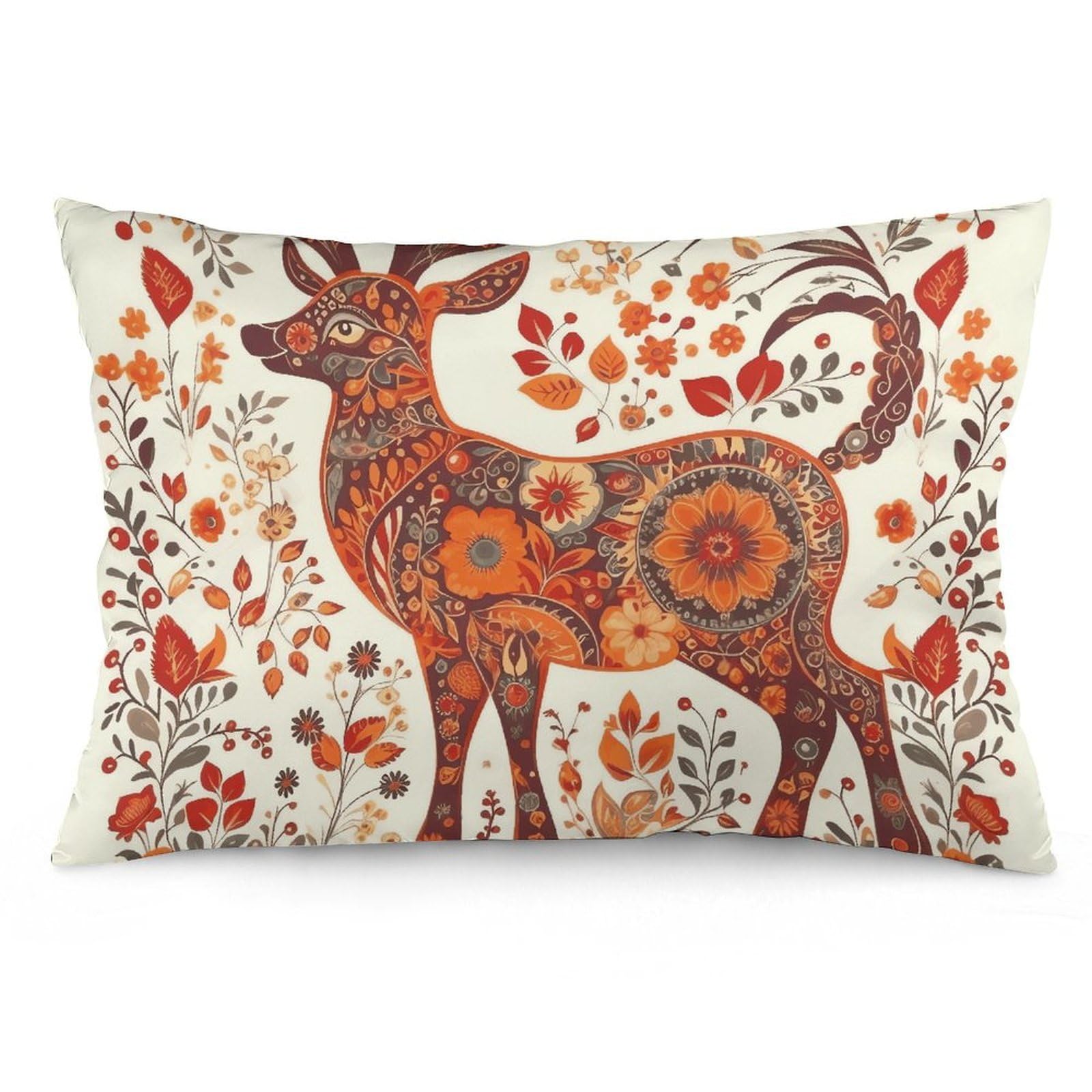 NTVOWPZO 2 Pack Decoration Throw Pillow Covers 16 "x24 Pillowcases Covers Red and Orange Deer Pillowcases Modern Farmhouse Home Decor Sofa Cushions Covers for Couch Bed Living Room
