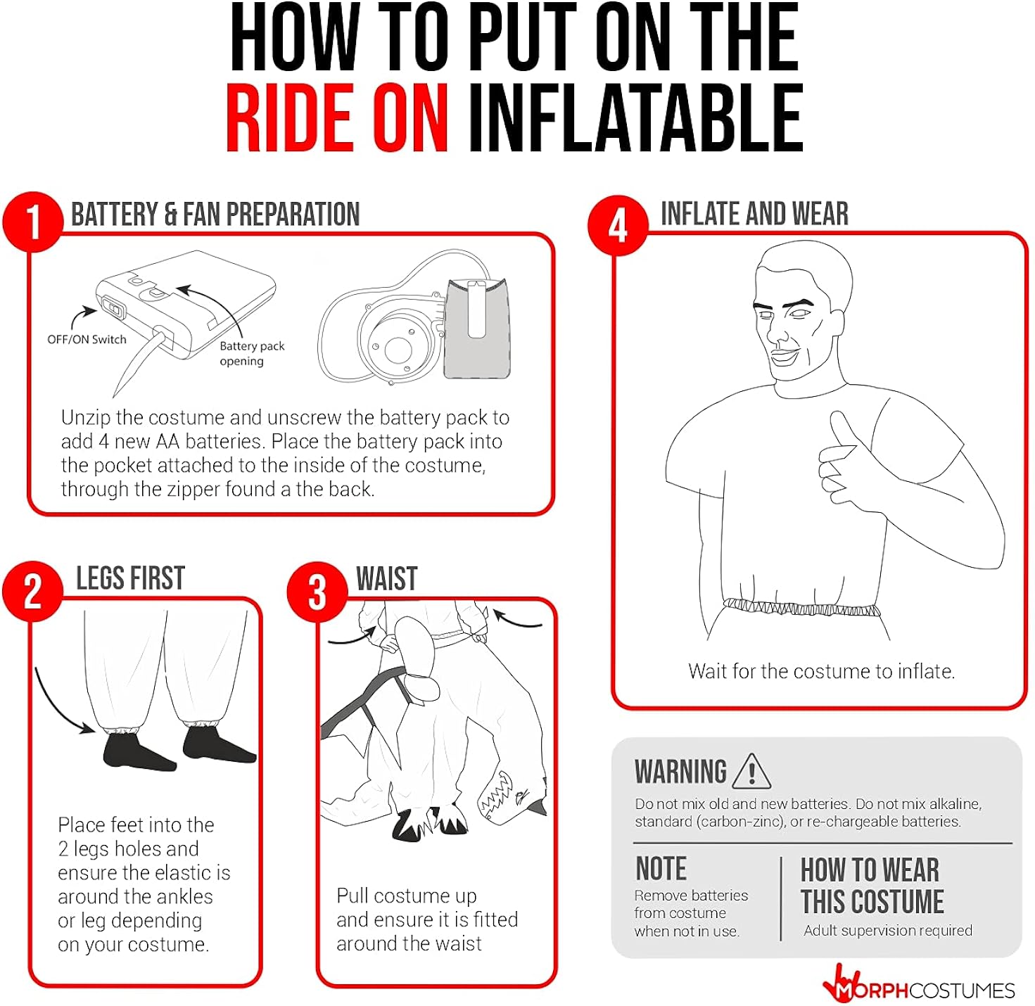 Miniatura 5 de Morph Disfraz inflable de dinosaurio para adultos disfraz inflable de esqueleto T Rex para adultos disfraz inflable de Halloween para hombres y