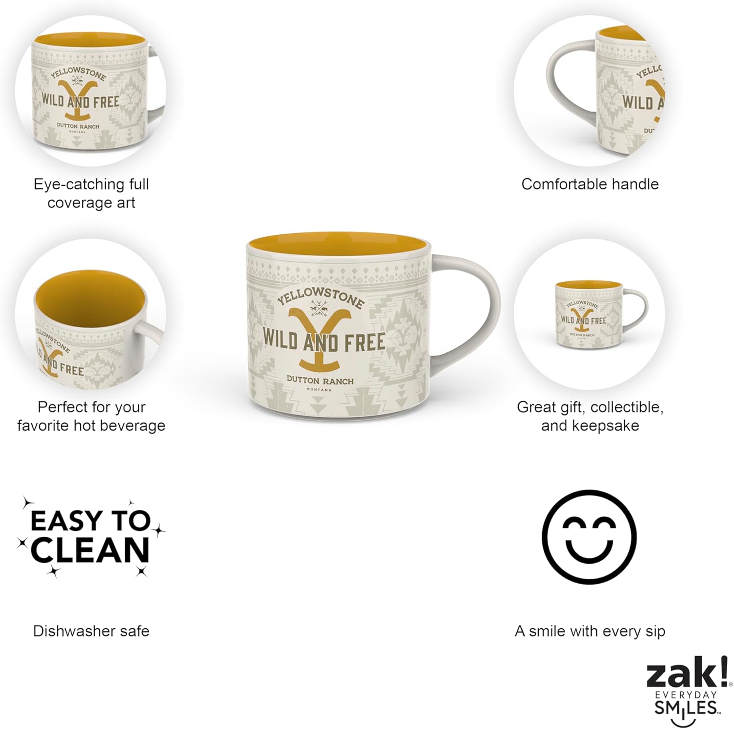 Zak Designs Yellowstone Ceramic Coffee Mug for Hot Drinks at Home, Collectible Keepsake (15 oz, Dutton Ranch) - Image 6