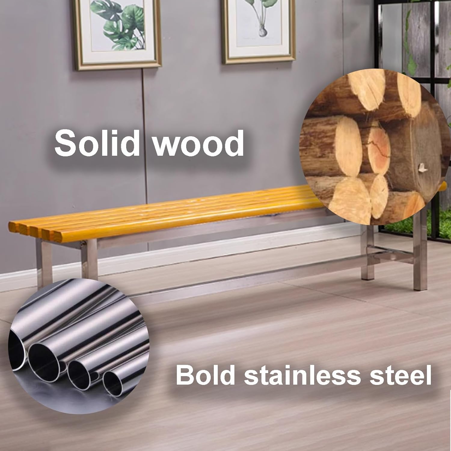 Garden Bench, Park Benches, Outdoor Lounge Furniture Couch, Porch Bench Seating, Patio Bench Rain Resistant for Deck, Entryway, Backyard(Yellow,100x37x45cm)