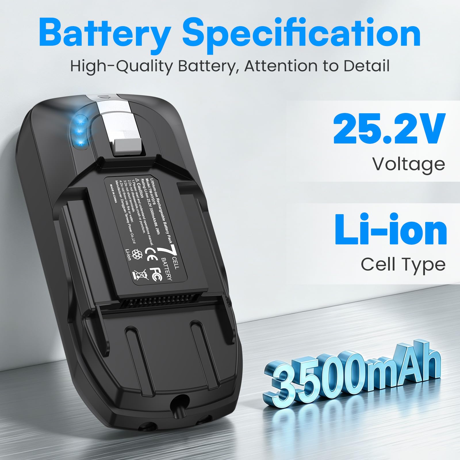 Batterie 25,2 V 3,5 Ah pour aspirateur sans fil Rowenta X-Force Flex 12.60 ZR009705 Batterie de rechange RH98A3WO RH98A0WO RH98A7WO RH98C0WO RH98C8WO RH98A8WO RH98A9WO