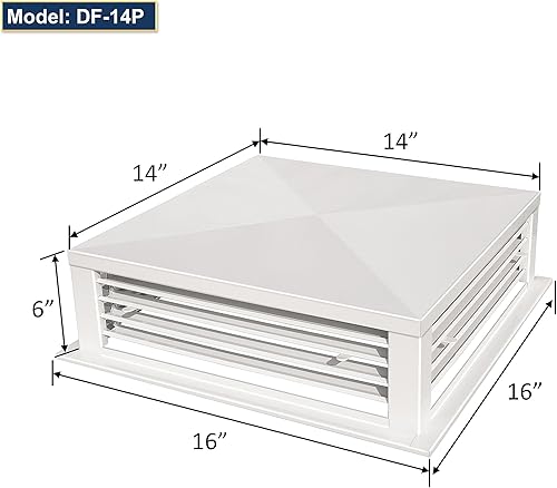 Miniatura 2 de GSW Difusor de aire ajustable de 4 vías con recubrimiento de polvo blanco de 14 pulgadas para enfriador evaporativo de pantano, borde de montaje de