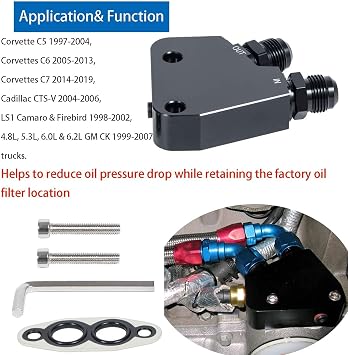 Engine Oil Cooler Adapter Kit Fits For Corvette C5 C6 C7 1997-2019 & GM LS1 LS2 LS3 LS6 LS7 LS9 Gen IV